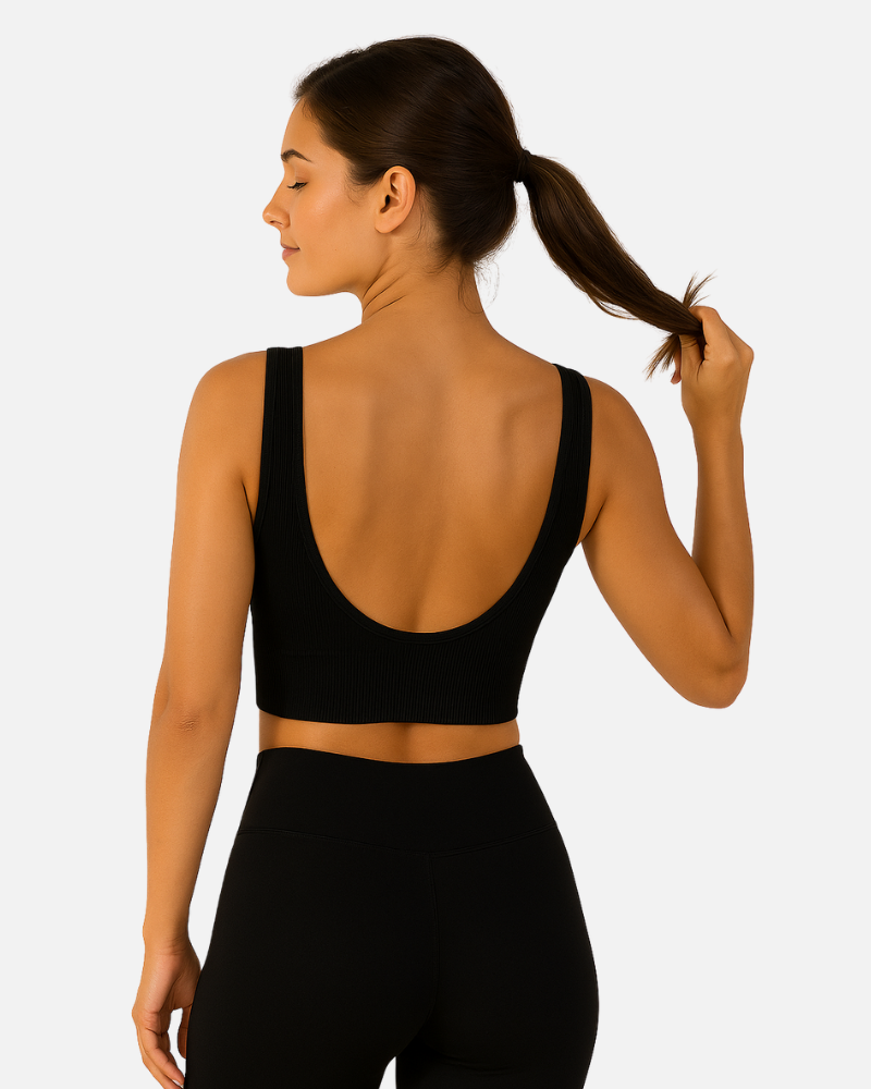 Top com Decote Arredondado Costas Abertas Boobs Preto