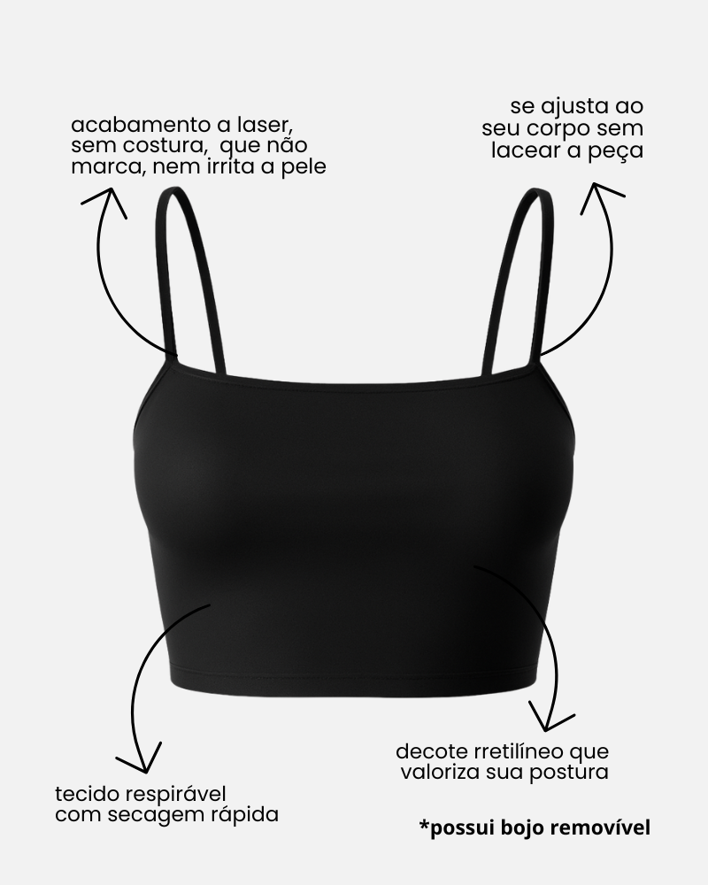 Combo de Tops | 3x Top Faixa Boobs com Bojo Removível