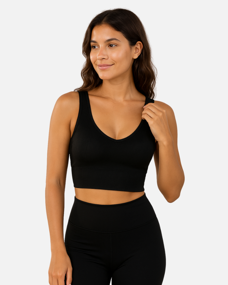 Top com Decote Arredondado Costas Abertas Boobs Preto