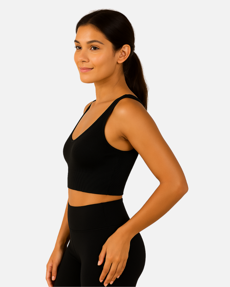 Top com Decote Arredondado Costas Abertas Boobs Preto